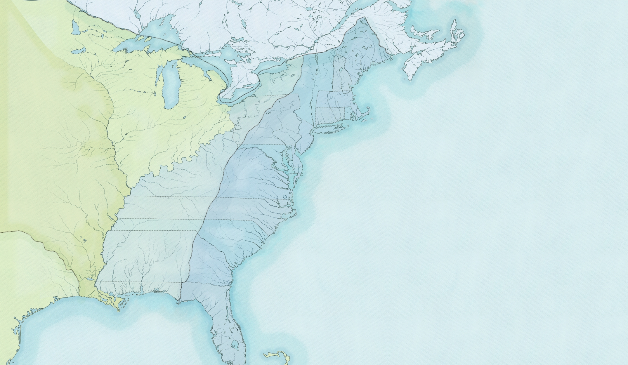 Illustrated map of colonial America