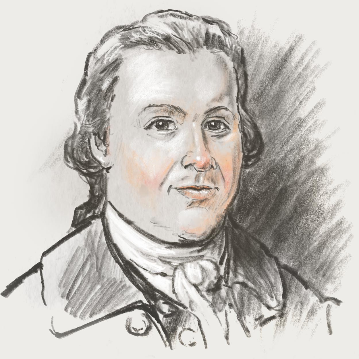 Drawn portrait of Button Gwinnett