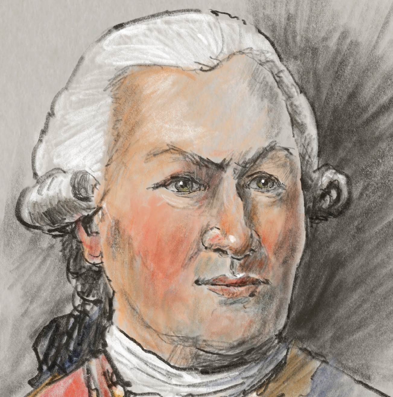Illustrated portrait drawing of François Joseph Paul de Grasse