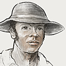 Illustrated portrait drawing of Harry Washington