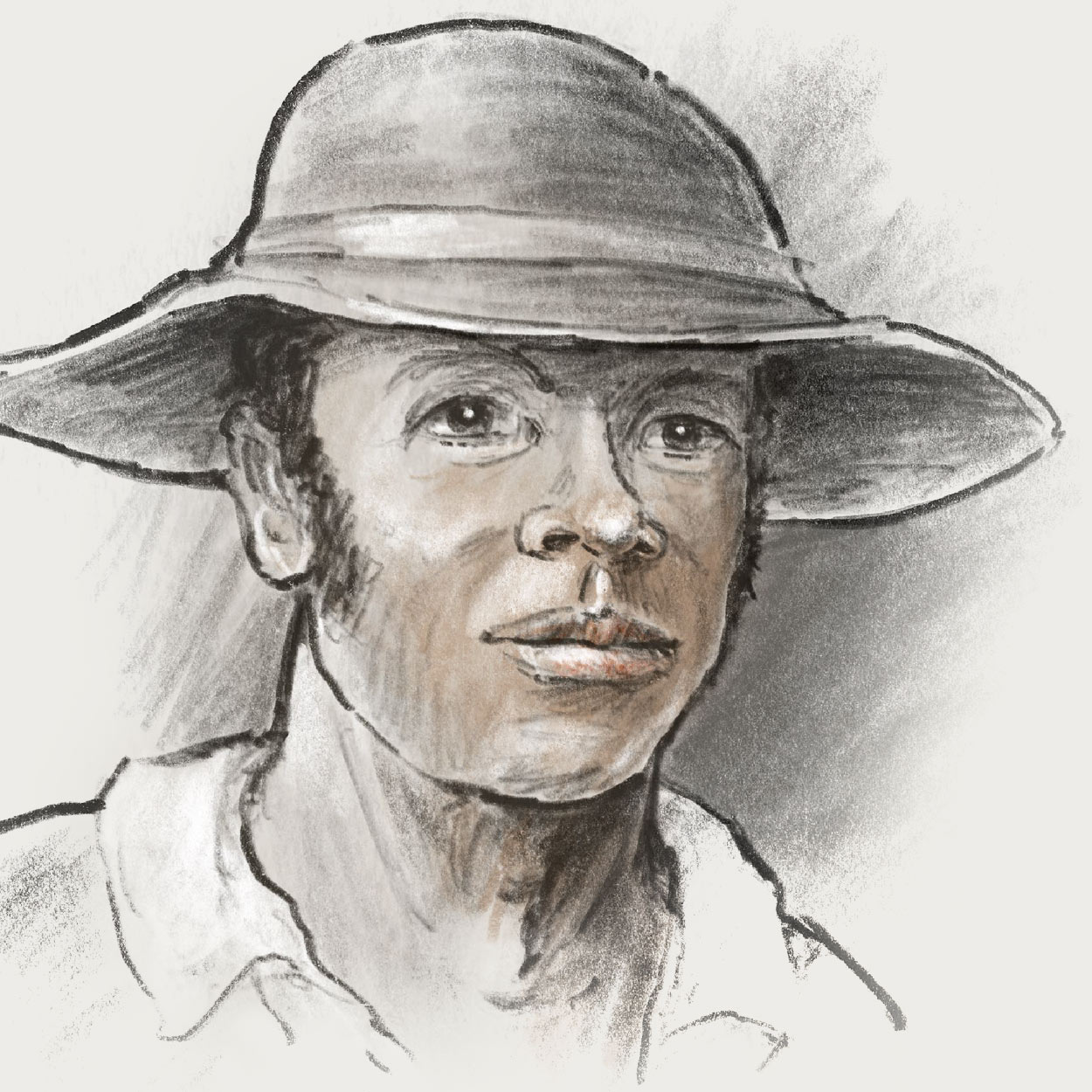 Drawn portrait of Harry Washington