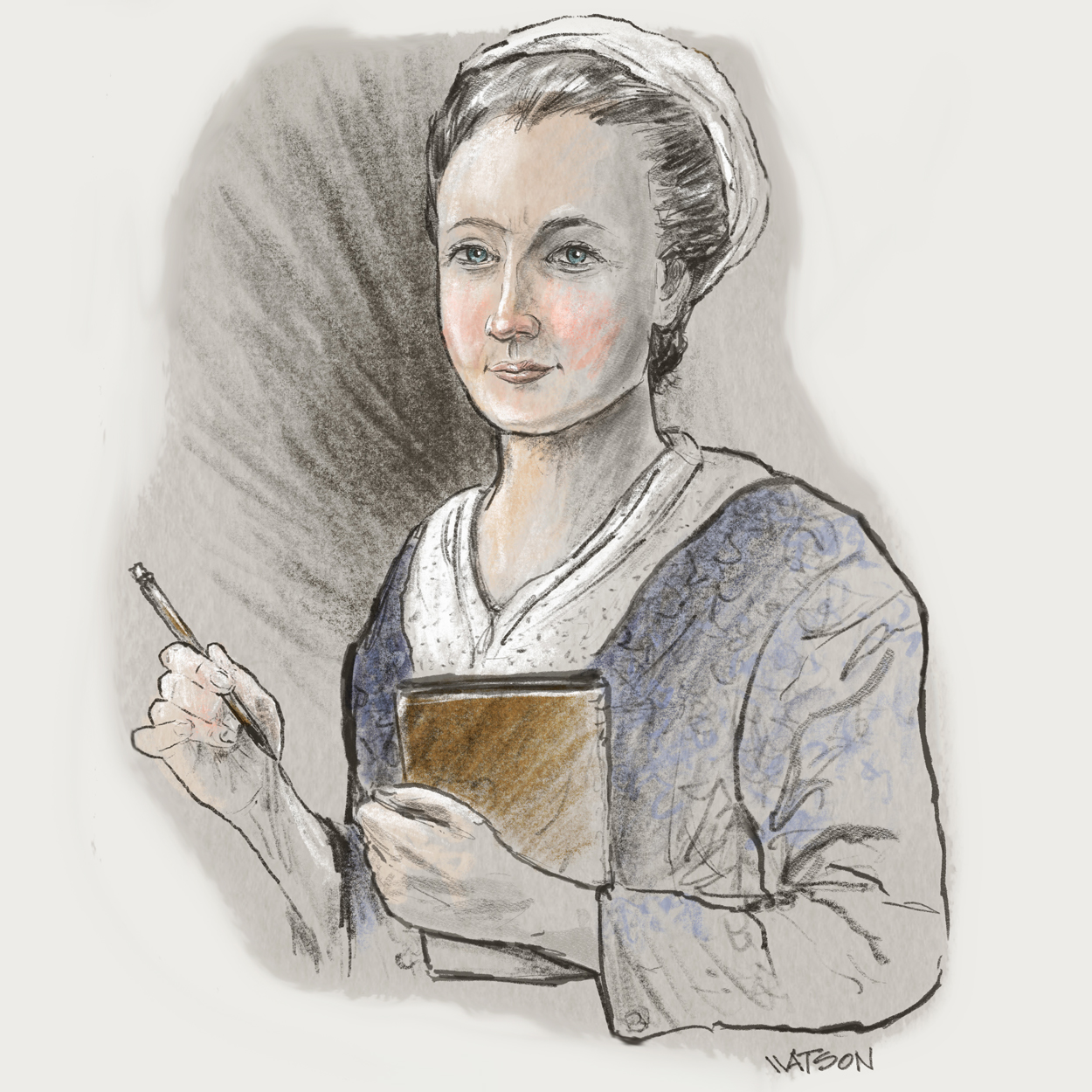 Drawn portrait of Frederica Charlotte Louise Riedesel