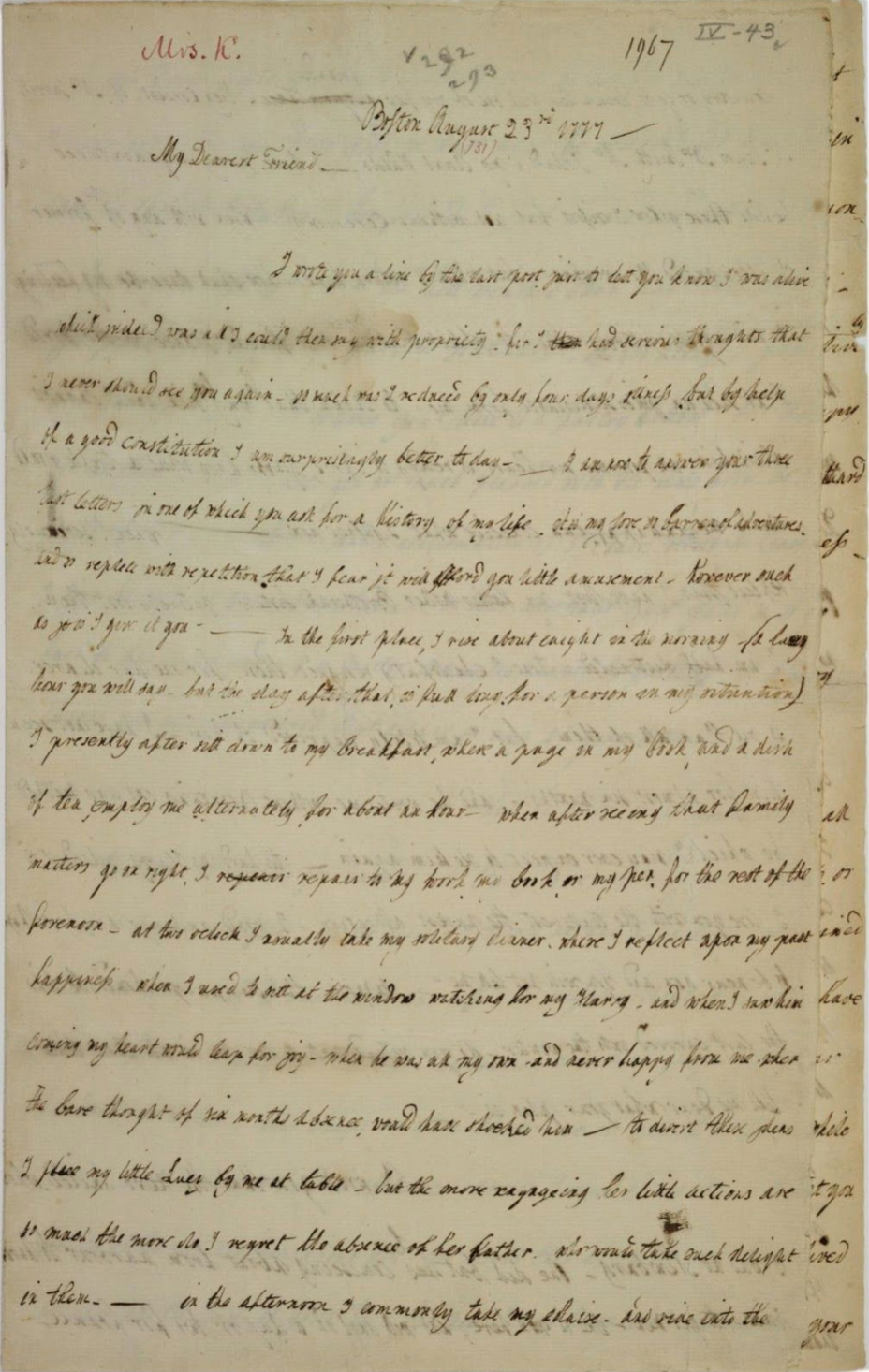 Letter from Lucy Flucker Knox to Henry Knox, 23 August 1777
