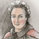 Illustrated portrait drawing of Lucy Flucker Knox