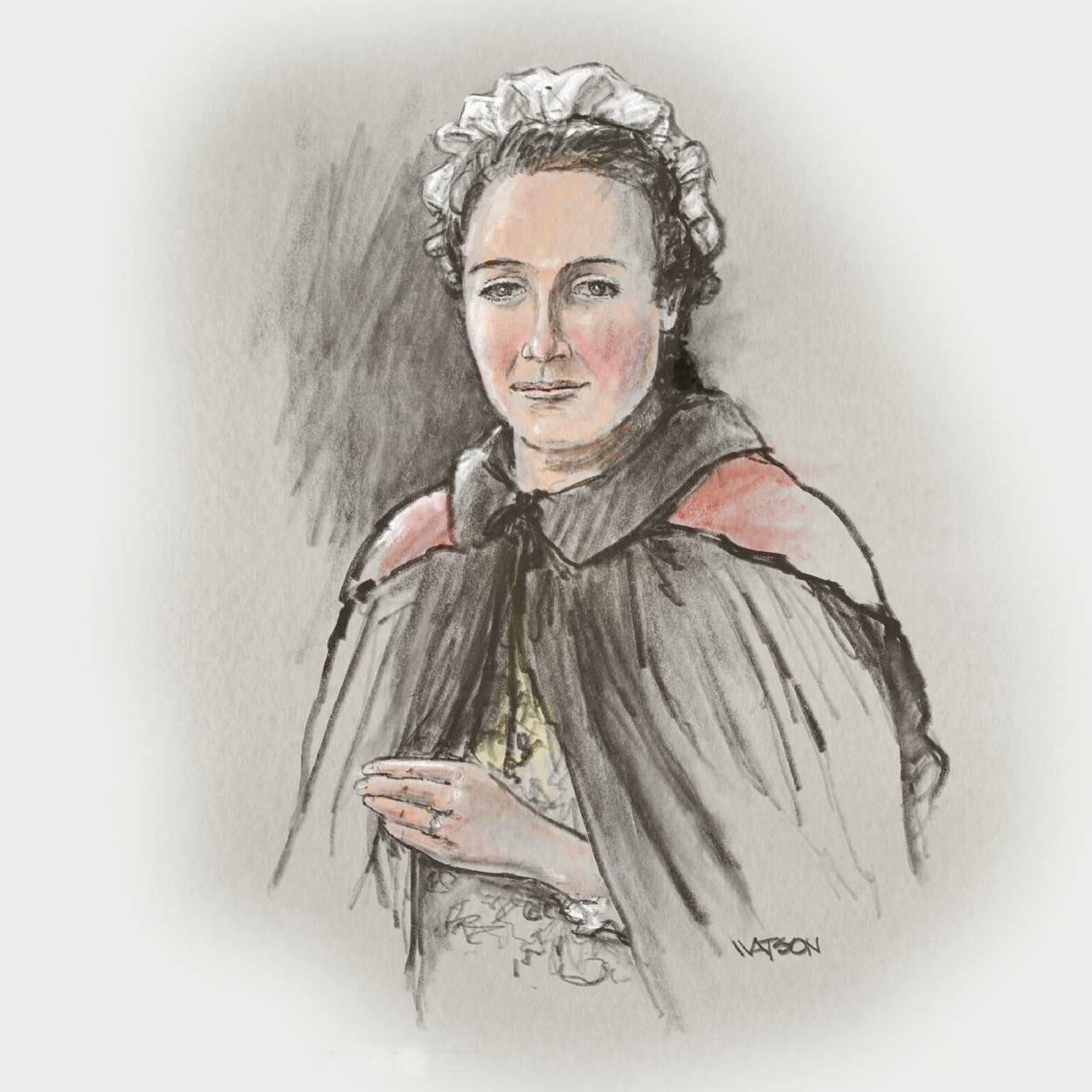 Drawn portrait of Lucy Flucker Knox