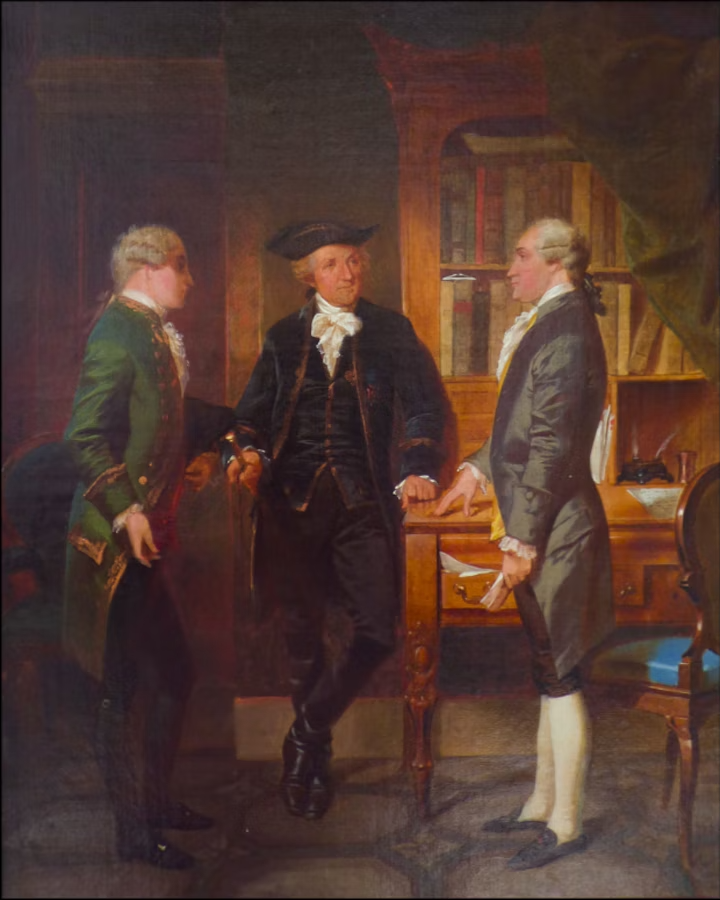 Baron de Kalb Introducing Lafayette to Silas Deane, painted by Alonzo Chappel