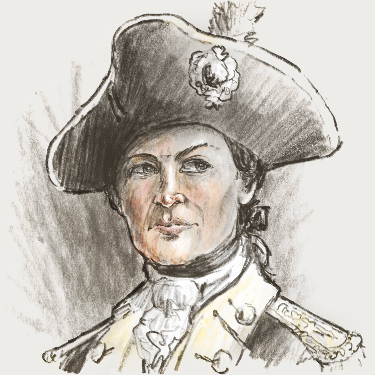 Drawn portrait of Michel Capitaine du Chesnoy