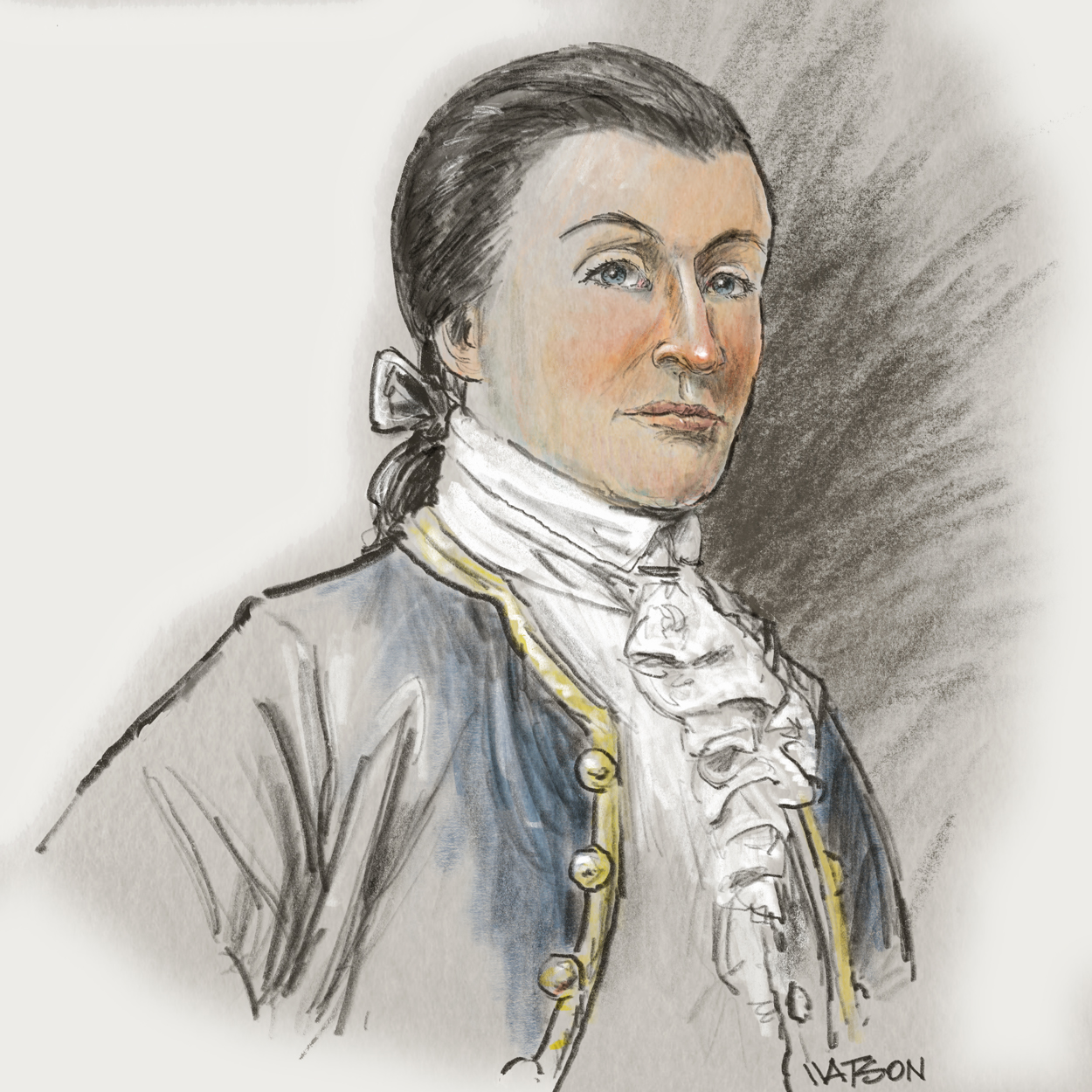 Drawn portrait of Richard Lushington