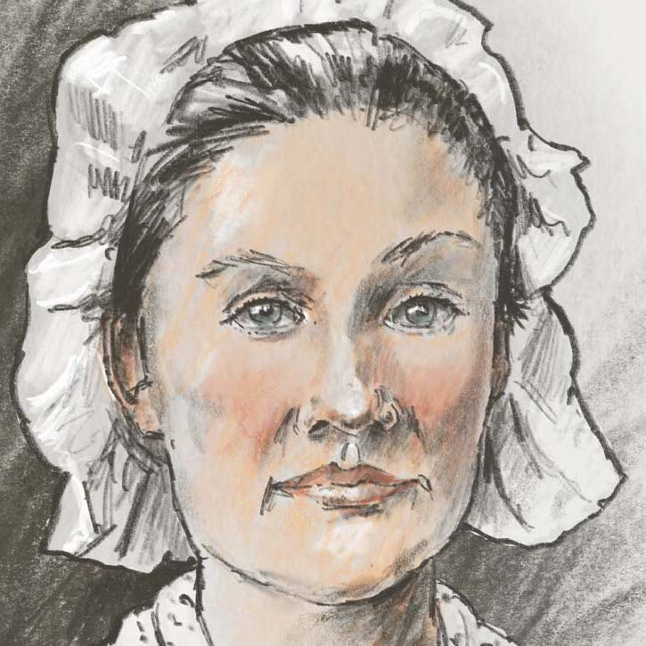 Illustrated headshot of Sarah Osborn Benjamin