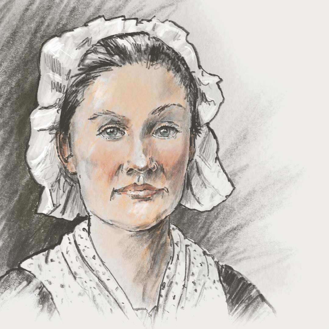 Drawn portrait of Sarah Osborn Benjamin