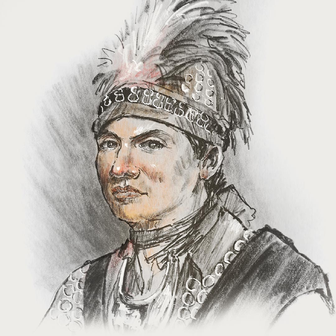 Drawn portrait of Thayendanegea