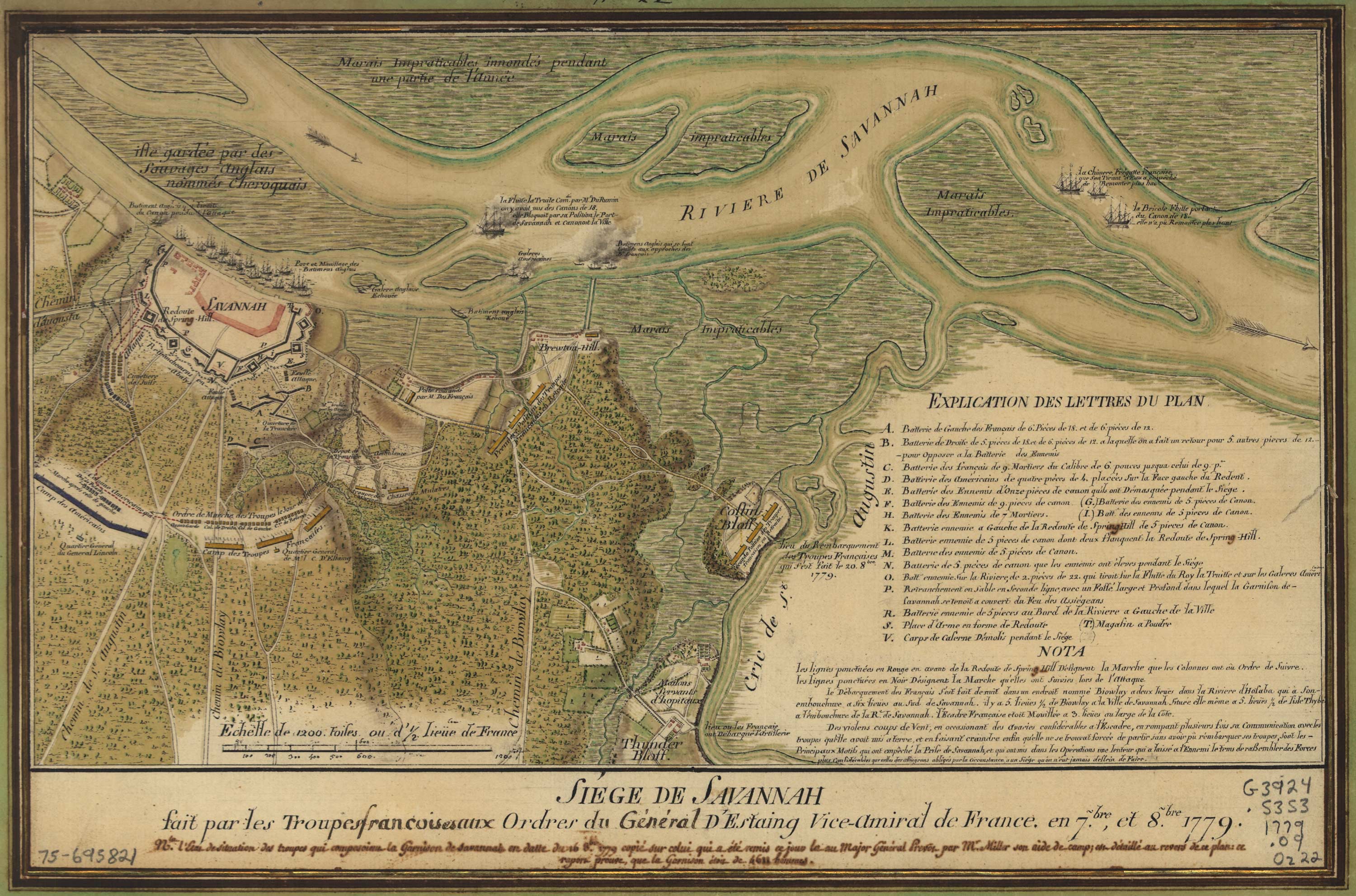 French pictorial map of the Siege on Savannah