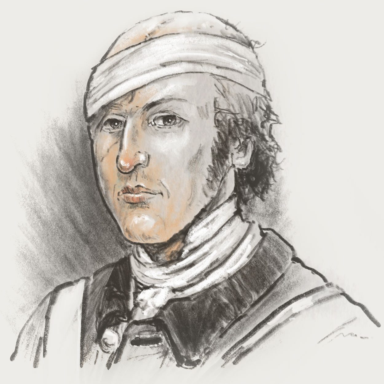 Drawn portrait of Thomas Brown