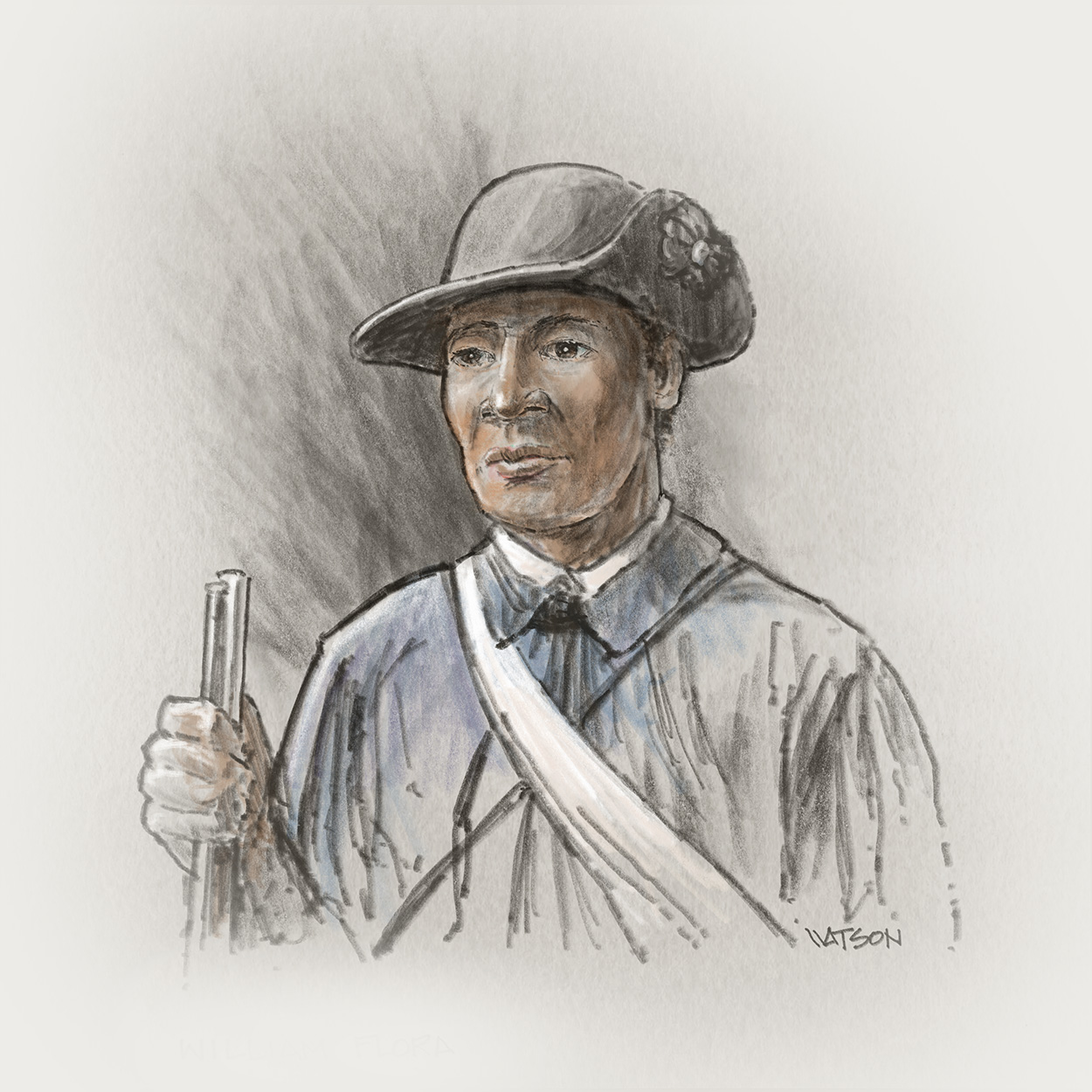 Drawn portrait of William Flora